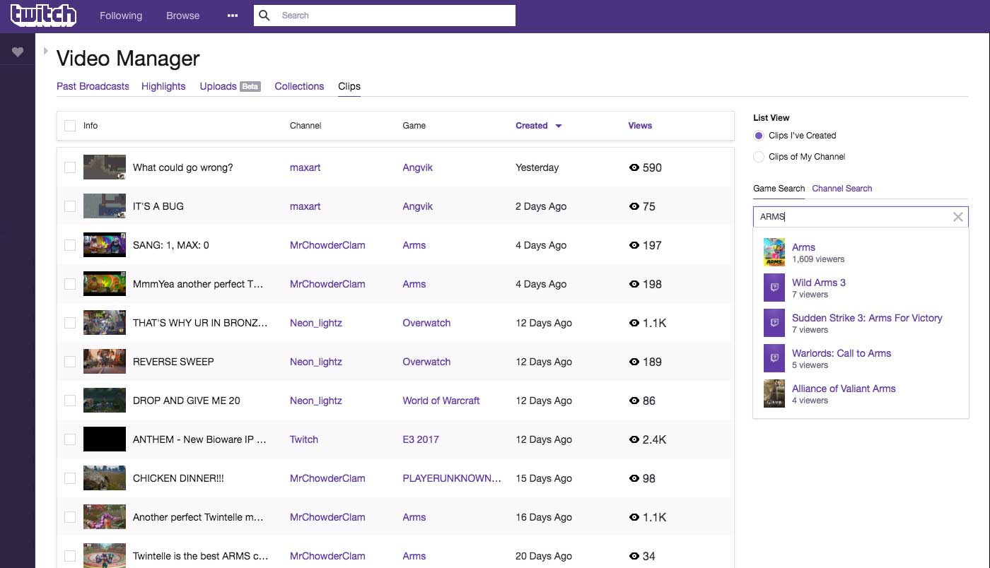 twitch.tv clip manager